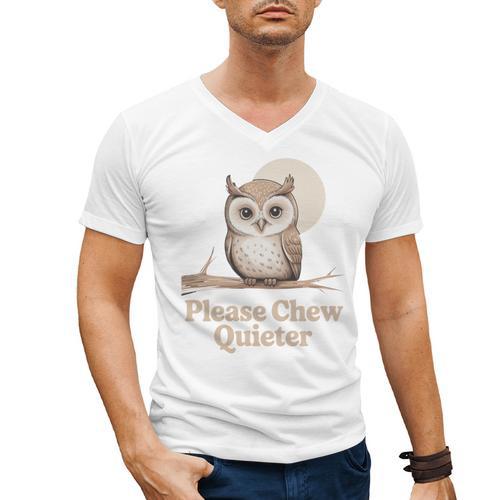 Please Chew Quieter Introvert Christmas Bird Lover Men's V-Neck T-Shirt - Raresse