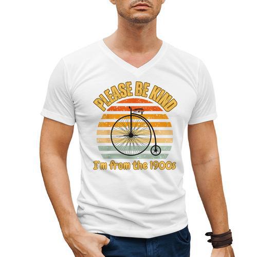 Please Be Kind I'm From The 1900s Penny Farthing Men's V-Neck T-Shirt - Figerry