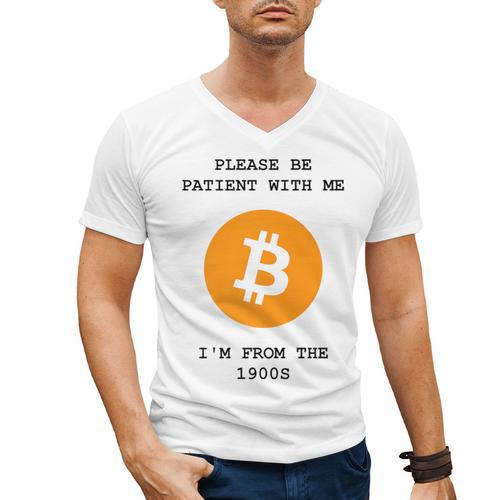Please Be Patient With Me I'm From The 1900s Bitcoin Premium Men's V-Neck T-Shirt - Figerry
