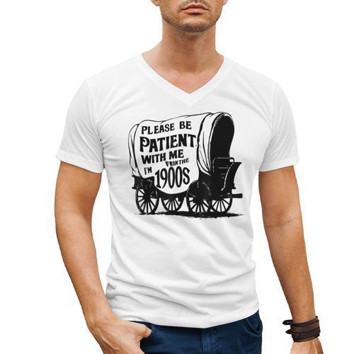 Please Be Patient With Me I'm From The 1900s Covered Wagon Men's V-Neck T-Shirt - Figerry