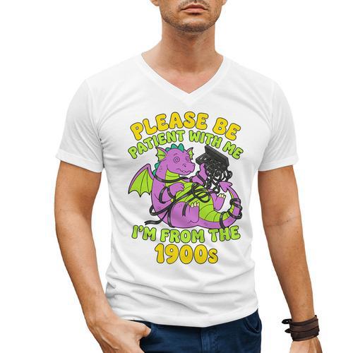 Please Be Patient I'm From The 1900s Dragon Men Women Premium Tri-Blend Men's V-Neck T-Shirt - Figerry