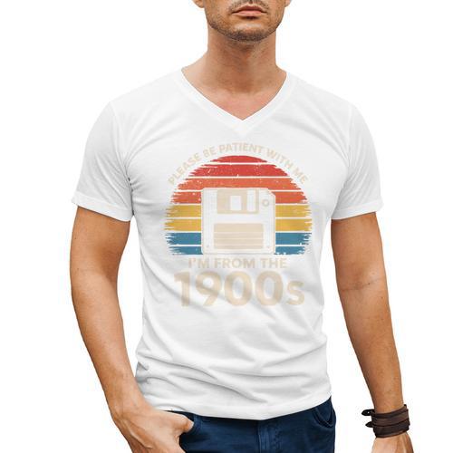 Please Be Patient With Me I'm From The 1900s Floppy Disk Premium Tri-Blend Men's V-Neck T-Shirt - Figerry