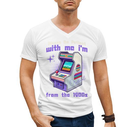 Please Be Patient With Me I'm From The 1900s Gamer Gaming Premium Men's V-Neck T-Shirt - Figerry