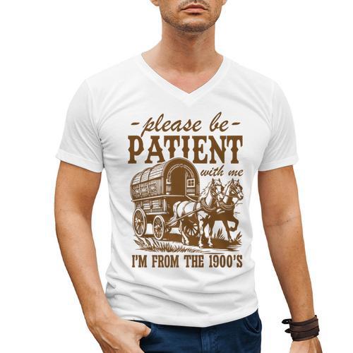 Please Be Patient With Me I'm From The 1900s Grandpa Premium Men's V-Neck T-Shirt - Figerry
