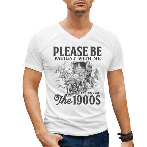 Please Be Patient I'm From The 1900s Horse Drawn Wagon Gifts Premium Men's V-Neck T-Shirt - Figerry