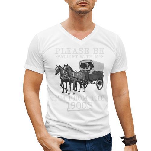 Please Be Patient With Me I'm From The 1900s Humorous Saying Premium Tri-Blend Men's V-Neck T-Shirt - Figerry