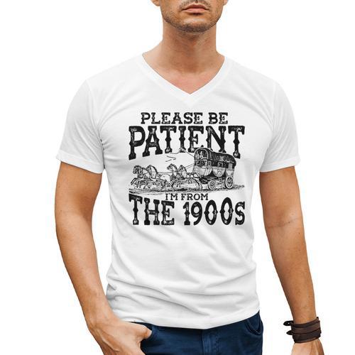 Please Be Patient With Me I'm From The 1900s Old Vintage Premium Men's V-Neck T-Shirt - Figerry