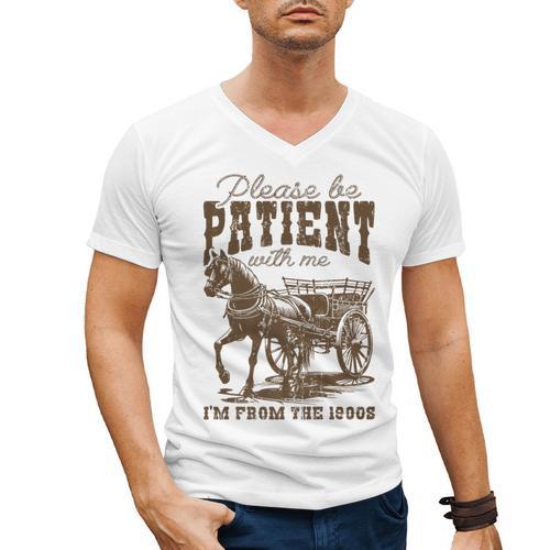Please Be Patient With Me I'm From The 1900s Graphic Premium Men's V-Neck T-Shirt - Figerry