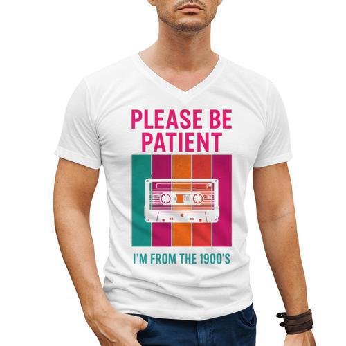 Please Be Patient I'm From The 1900s Retro Cassette Tape Premium Tri-Blend Men's V-Neck T-Shirt - Figerry