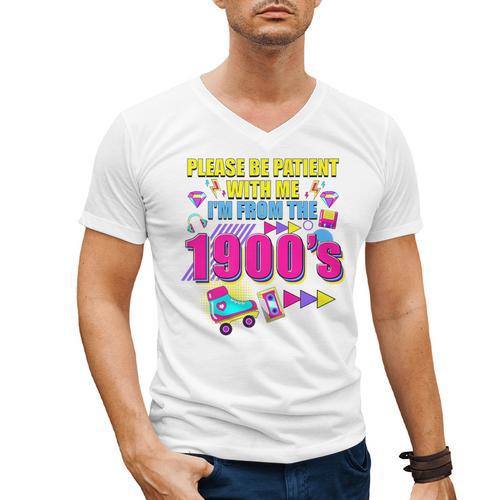 Please Be Patient With Me I'm From The 1900s Retro Vibes Premium Men's V-Neck T-Shirt - Figerry