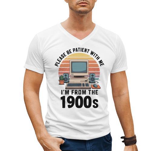 Please Be Patient I'm From The 1900s Retro Vintage Computer Men's V-Neck T-Shirt - Figerry