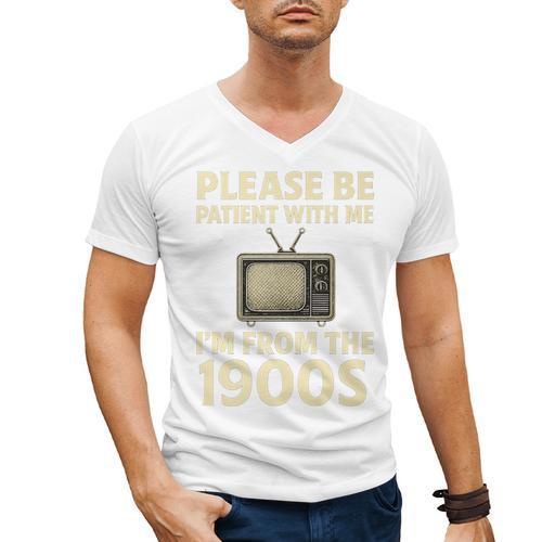 Please Be Patient With Me I'm From The 1900s Television Set Premium Men's V-Neck T-Shirt - Figerry
