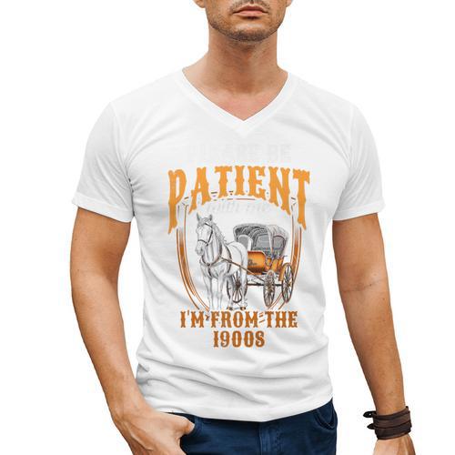 Please Be Patient With Me I'm From The 1900s Vintage Lover Premium Men's V-Neck T-Shirt - Figerry