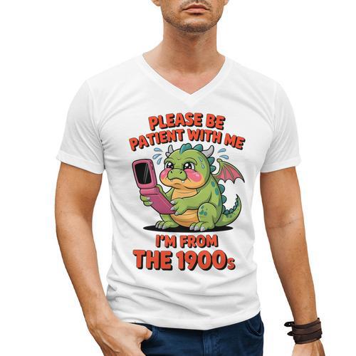 Please Be Patient I'm From The 1900s Vintage Men Women Premium Tri-Blend Men's V-Neck T-Shirt - Figerry