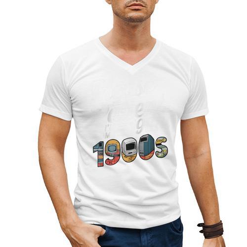 Please Be Patient I'm From The 1900s Vintage Tech Graphic Raglan Baseball Tee Men's V-Neck T-Shirt - Figerry