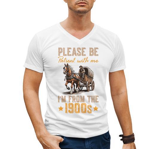 Please Be Patient With Mee I'm From The 1900s Minimalist Premium Men's V-Neck T-Shirt - Figerry