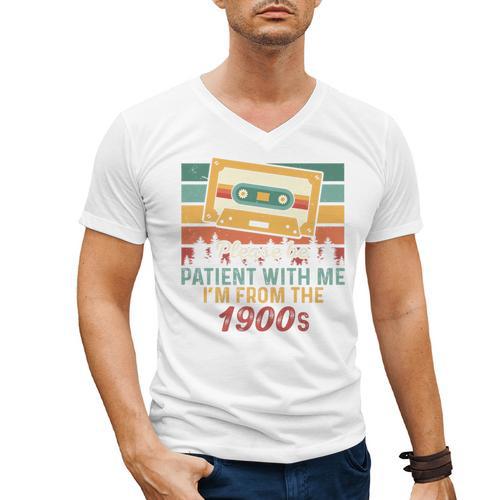 Please Be Patient-With Me I'm From The 1900s Retro Music Premium Men's V-Neck T-Shirt - Figerry