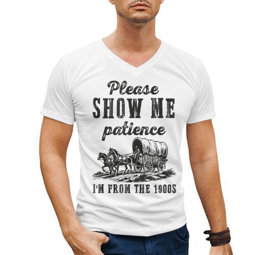 Please Show Me Patience I'm From The 1900s Vintage Horse Men's V-Neck T-Shirt - Figerry