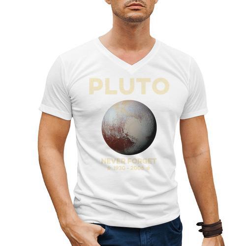 Pluto Never Forget 1930-2006 Planet Space Science Nostalgia Premium Tri-Blend Men's V-Neck T-Shirt - Figerry