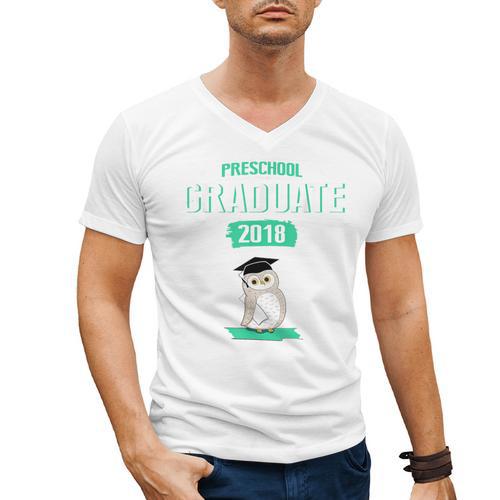 Pre K Graduation Shirt Cute Graduate 2018 Wise Owl Men's V-Neck T-Shirt - Best Gift Smart