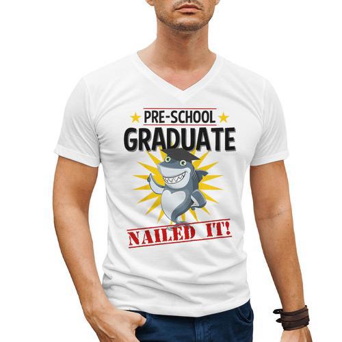 Pre K Nailed It Shirt 2019 Shark Graduation TShirt Men's V-Neck T-Shirt - Best Gift Smart