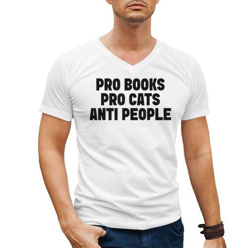 PRO Books PRO Cats Anti People Men's V-Neck T-Shirt - Bookorys CA
