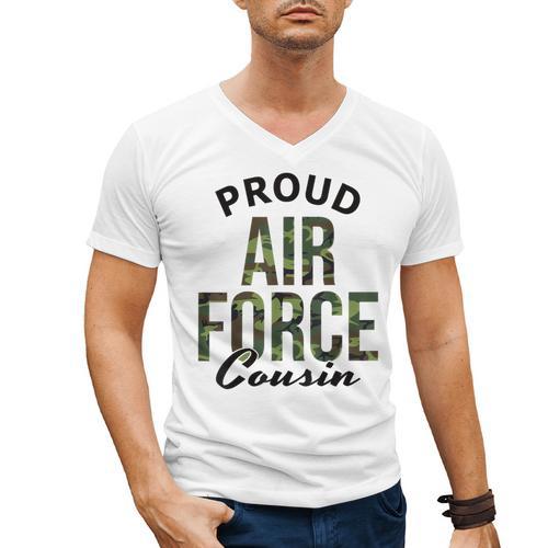 Proud Air Force Cousin Deployment Homecoming Graduation USAF Men's V-Neck T-Shirt - Best Gift Smart