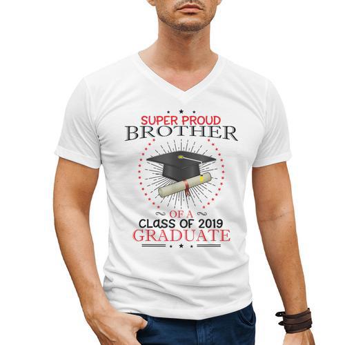 Proud Brother The Class Of 2019 Graduate Graduation Shirt Men's V-Neck T-Shirt - Best Gift Smart