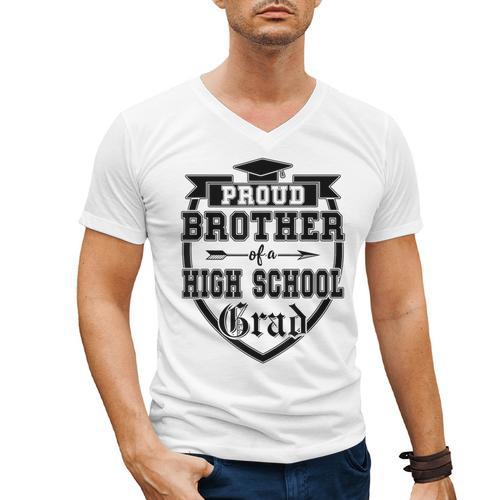 Proud Brother Of a High School Grad Senior Graduation Shirt Men's V-Neck T-Shirt - Best Gift Smart