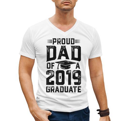 Proud Dad Of A Class 2019 Graduate T Shirt Graduation Men's V-Neck T-Shirt - Best Gift Smart