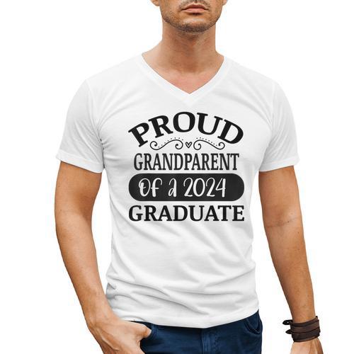 Proud Grandparent Of A Class Of 2024 Graduate Graduation Men's V-Neck T-Shirt - Best Gift Smart