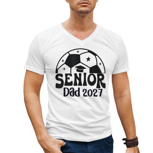 Proud Senior Dad Soccer Class Of 2027 Graduation Graduate Men's V-Neck T-Shirt - Best Gift Smart