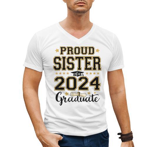 Proud Sister Of A 2024 Graduate Senior Graduation Men's V-Neck T-Shirt - Best Gift Smart