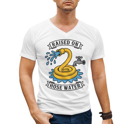 Raised On Hose Water Nostalgia Lovers Summer Vibes Men's V-Neck T-Shirt - Figerry