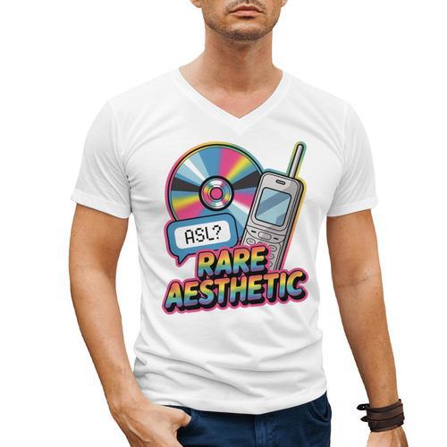 Rare Aesthetic Retro Nostalgia Y2K Vibes Men's V-Neck T-Shirt - Figerry