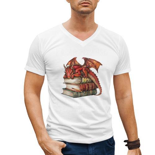 I Read Because Roasting People Is Frowned Upon Dragon Book Premium Tri-Blend Men's V-Neck T-Shirt - Bookorys