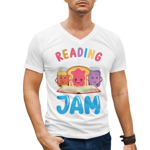 Reading Is My Jam I Love To Read Books Boy Girl Men's V-Neck T-Shirt - Bookorys CA