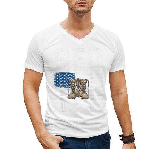RED Friday For My Dad Military Veteran Deployed Men's V-Neck T-Shirt - Father's Day Fun