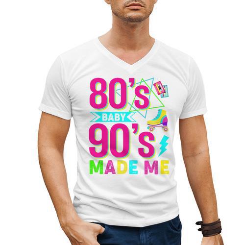 Retro 1980s 80's Baby 1990s 90's Made Me Nostalgia Vibes Premium Tri-Blend Men's V-Neck T-Shirt - Figerry