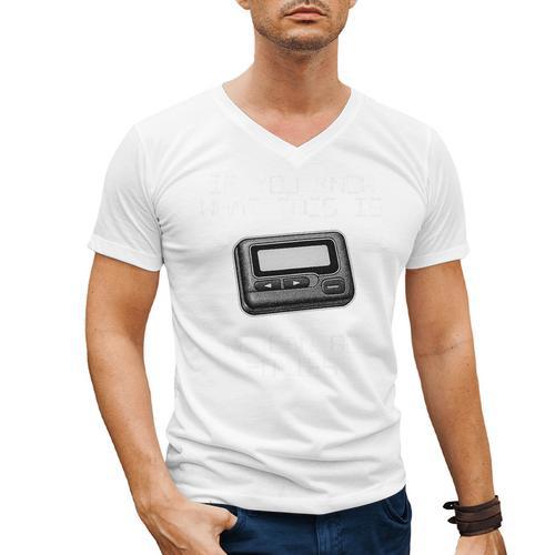 Retro Pager 90s Nostalgia Premium Tri-Blend Men's V-Neck T-Shirt - Figerry
