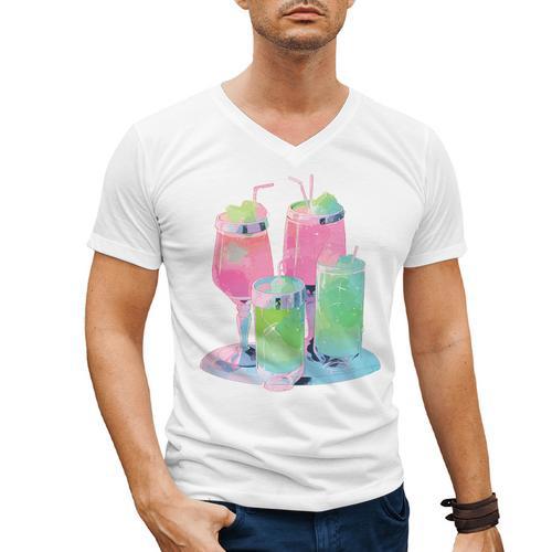Retro Soft Drinks 80s 90s Nostalgia Cute Anime Aesthetic Tee Men's V-Neck T-Shirt - Figerry