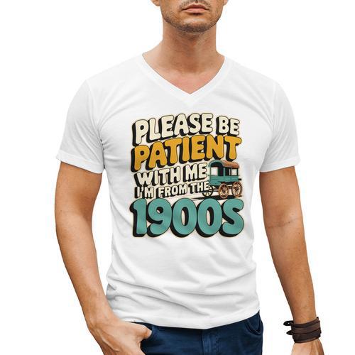 Saying Please Be Patient With Me I'm From The 1900s Premium Tri-Blend Men's V-Neck T-Shirt - Figerry