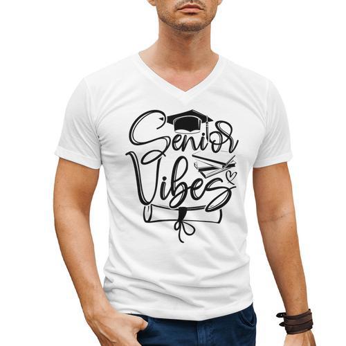 That Says Senior Vibes Graduation Diploma School Spirit Men's V-Neck T-Shirt - Best Gift Smart