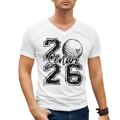 Senior 2026 Golf Player Heart Graduation Girls Teens Men's V-Neck T-Shirt - Best Gift Smart