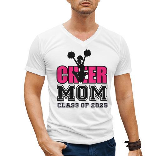 Senior Cheerleader Mom Cheer Class Of 2025 Graduation Women Men's V-Neck T-Shirt - Best Gift Smart