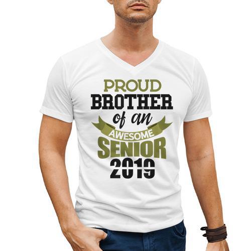 Senior Class Of 2019 Tshirt Graduation Awesome Brother Men's V-Neck T-Shirt - Best Gift Smart