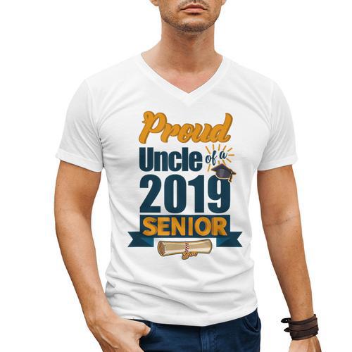 Senior Class Of 2019 Tshirt Graduation School Students Uncle Men's V-Neck T-Shirt - Best Gift Smart