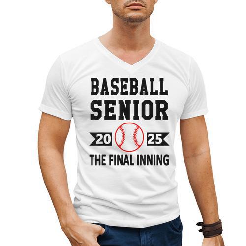 Senior Class Of 2025 Baseball Senior Night Graduation Party Men's V-Neck T-Shirt - Best Gift Smart