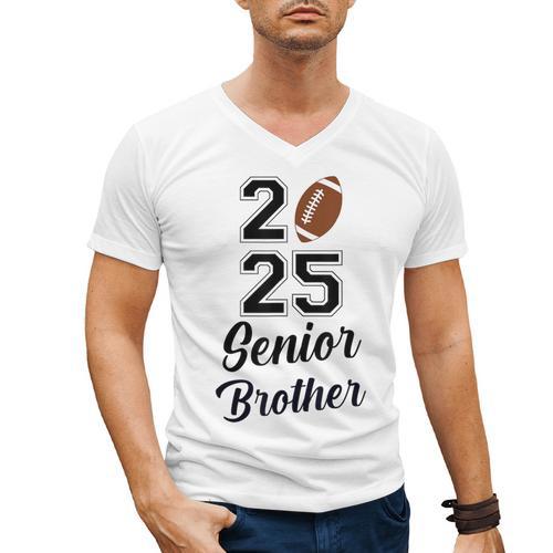 Senior Football Brother Class Of 2025 Graduation Graduate Men's V-Neck T-Shirt - Best Gift Smart