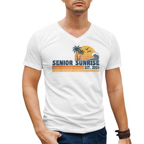 Senior Sunrise 2026 Graduation Cool Retro High School Men's V-Neck T-Shirt - Best Gift Smart